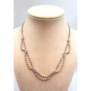 Rhinestone Draped Necklace - Adjustable 14"-16"